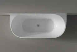 Bernstein Baignoire autoportante LENA acrylique blanc brillant - 170x75cm - Garantie 5 ans - Avec robinet mitigeur 1521, Avec siphon