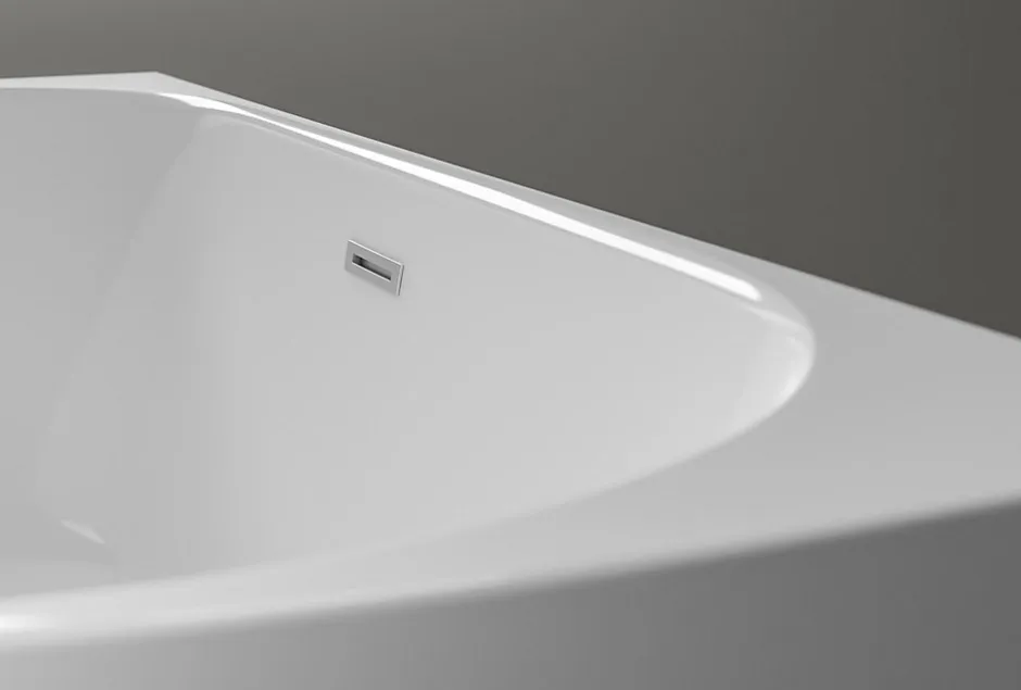 Bernstein Baignoire autoportante LENA acrylique blanc brillant - 170x75cm - Garantie 5 ans - Avec robinet mitigeur 1521, Avec siphon