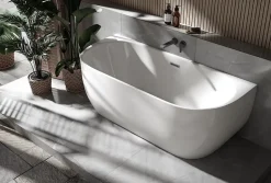 Bernstein Baignoire autoportante LENA acrylique blanc brillant - 170x75cm - Garantie 5 ans - Avec robinet mitigeur 8028, Sans siphon