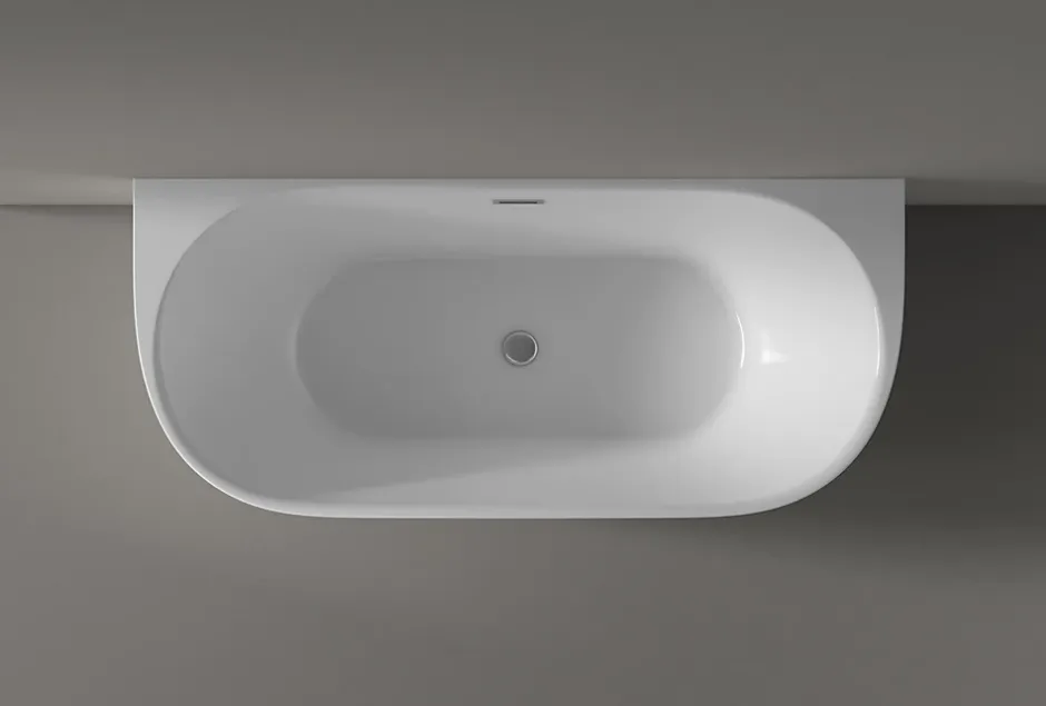 Bernstein Baignoire autoportante LENA acrylique blanc brillant - 170x75cm - Garantie 5 ans - Avec robinet mitigeur 8028, Sans siphon