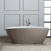 Kiamami Valentina Baignoire Autoportante Rachele En Résine De Marbre Blanc Et Beige