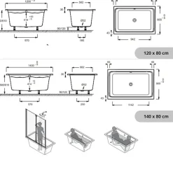 Jacob Delafon Baignoire bain douche 120 X 80 Capsule