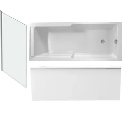 Jacob Delafon Baignoire bain douche Struktura + pare bain + tablier + étagère 170 x 70* Baignoire Droite