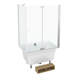 Jacob Delafon Baignoire bain douche Capsule, compacte + pare bain en angle 120 x 80 cm