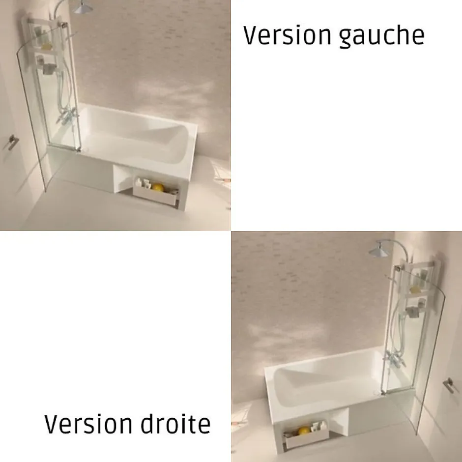 Jacob Delafon Baignoire bain douche Malice, version droite Blanc brillant 170 x 90