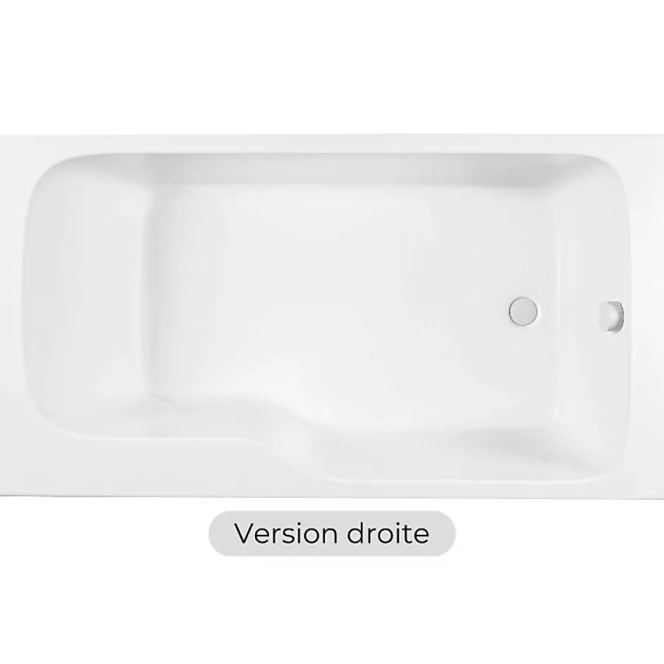 Jacob Delafon Baignoire bain douche Malice antidérapante, version droite 170x90 cm Blanc mat* Baignoire Droite
