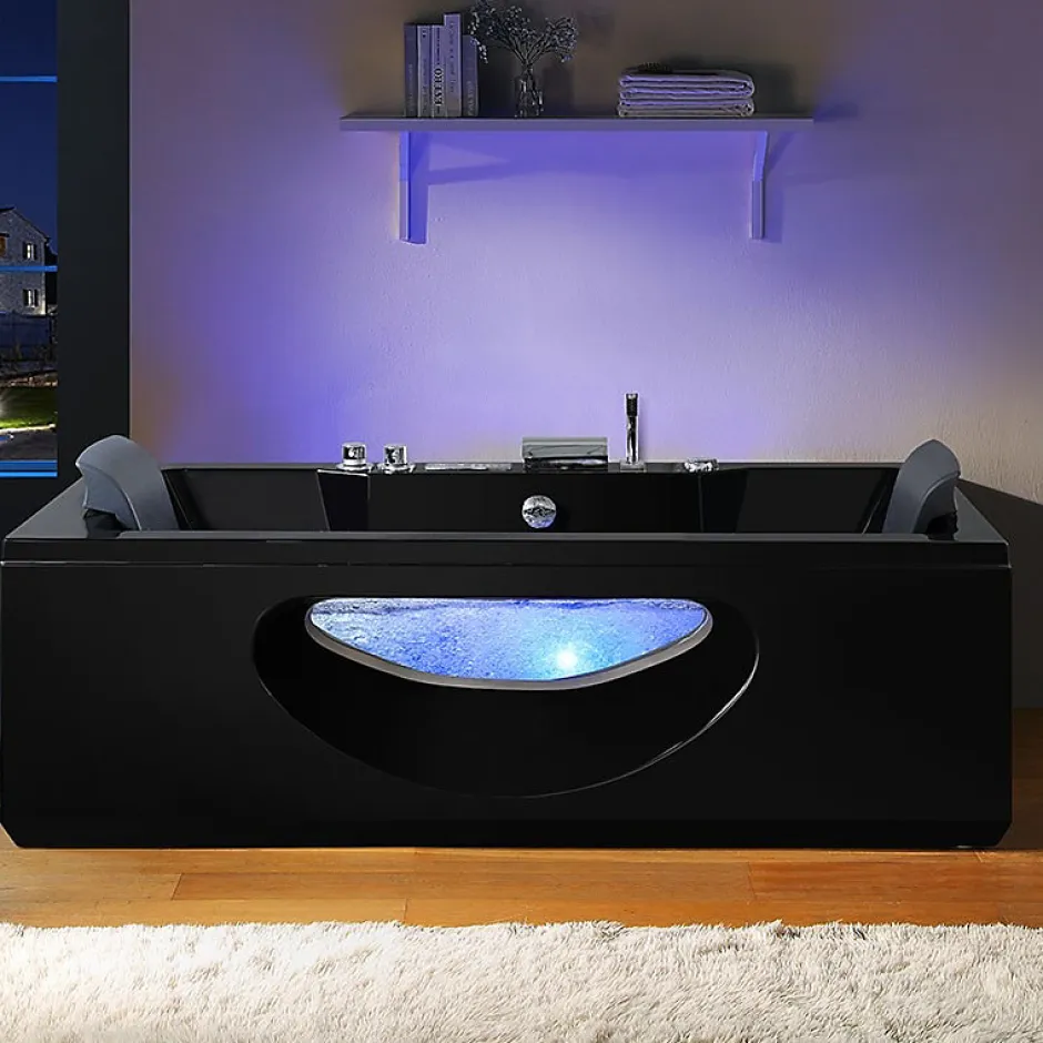 Archipel Baignoire balneo RIVIERA BLACK 1 place 180x90