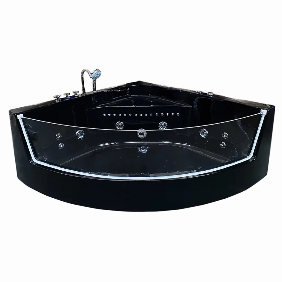 Eliteshopping Baignoire Balnèo 150 X 150 cm Chromothérapie 8 jets Black Maple* Baignoire Balnéo