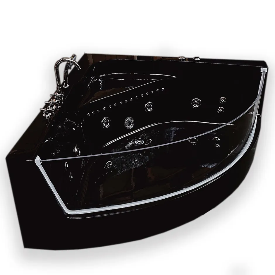 Eliteshopping Baignoire Balnèo 150 X 150 cm Chromothérapie 8 jets Black Maple* Baignoire Balnéo