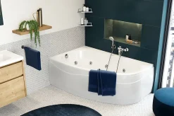 Allibert Baignoire balnéo asymétrique angle droit 160 x 100 cm Intensea Elba Duo + tablier