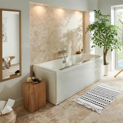 Baignoire balnéo avec tablier rectangulaire L.170 x l.80 x H.63 cm en acrylique coloris blanc, Maya