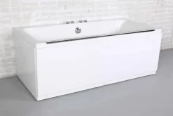 Baignoire balnéo avec tablier rectangulaire L.170 x l.80 x H.63 cm en acrylique coloris blanc, Maya