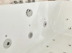 Baignoire balnéo avec tablier rectangulaire L.170 x l.80 x H.63 cm en acrylique coloris blanc, Maya