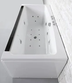 Baignoire balnéo avec tablier rectangulaire L.170 x l.80 x H.63 cm en acrylique coloris blanc, Maya