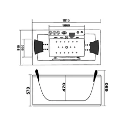 Distribain Baignoire balnéo Caïman Black 32 jets Whirlpool