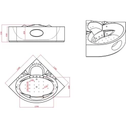 Distribain Baignoire balnéo Corleone 48 jets Whirlpool* Baignoire Balnéo