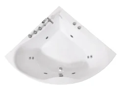 Vente-unique Baignoire balnéo d'angle AGYNESS - 263L - 135x135x57 cm* Baignoire Balnéo