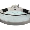 Vente-unique Baignoire balnéo d'angle vitrée - 2 places - 330 L - 138 x 138 x 59 cm - EVELINA* Baignoire Balnéo