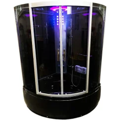 Eliteshopping Baignoire Balnèo Douche Chromothérapie 130 X 130 cm noir Ivory