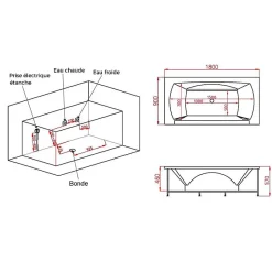 Distribain Baignoire balnéo Kilauea S 22 jets Whirlpool