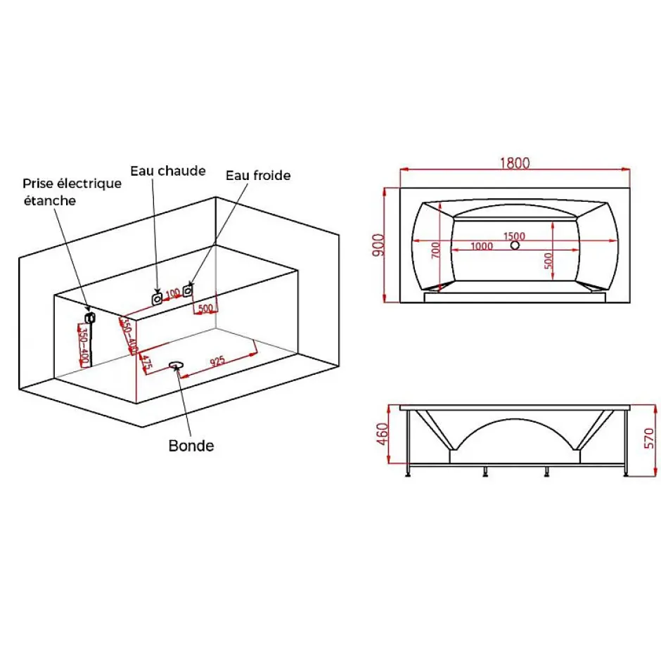 Distribain Baignoire balnéo Kilauea S 22 jets Whirlpool