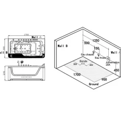 Distribain Baignoire balnéo Monaco 37 jets Whirlpool