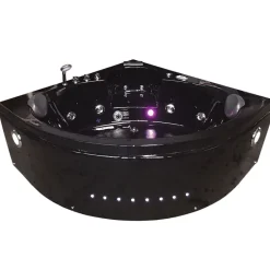 Eliteshopping Baignoire Balnèo noir 150 X 150 cm Chromothérapie 14 jets Verbena