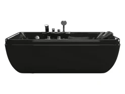 Vente-unique Baignoire balnéo noire - 1 place - 140L - 150 x 75 x 54,5 cm - Angle gauche - GAVINO