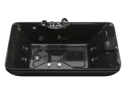 Vente-unique Baignoire balnéo noire - 1 place - 140L - 150 x 75 x 54,5 cm - Angle gauche - GAVINO