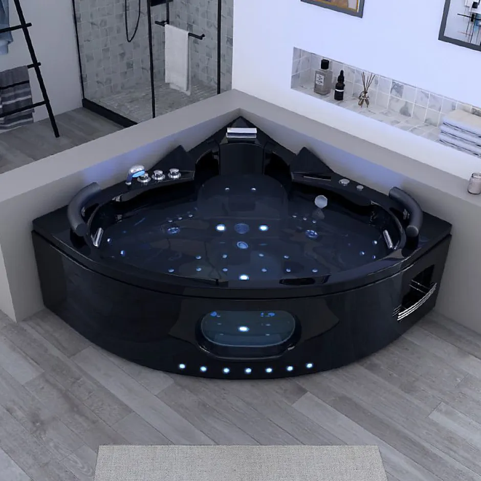 Distribain Baignoire balnéo Noire Corleone 48 jets Whirlpool* Baignoire Balnéo