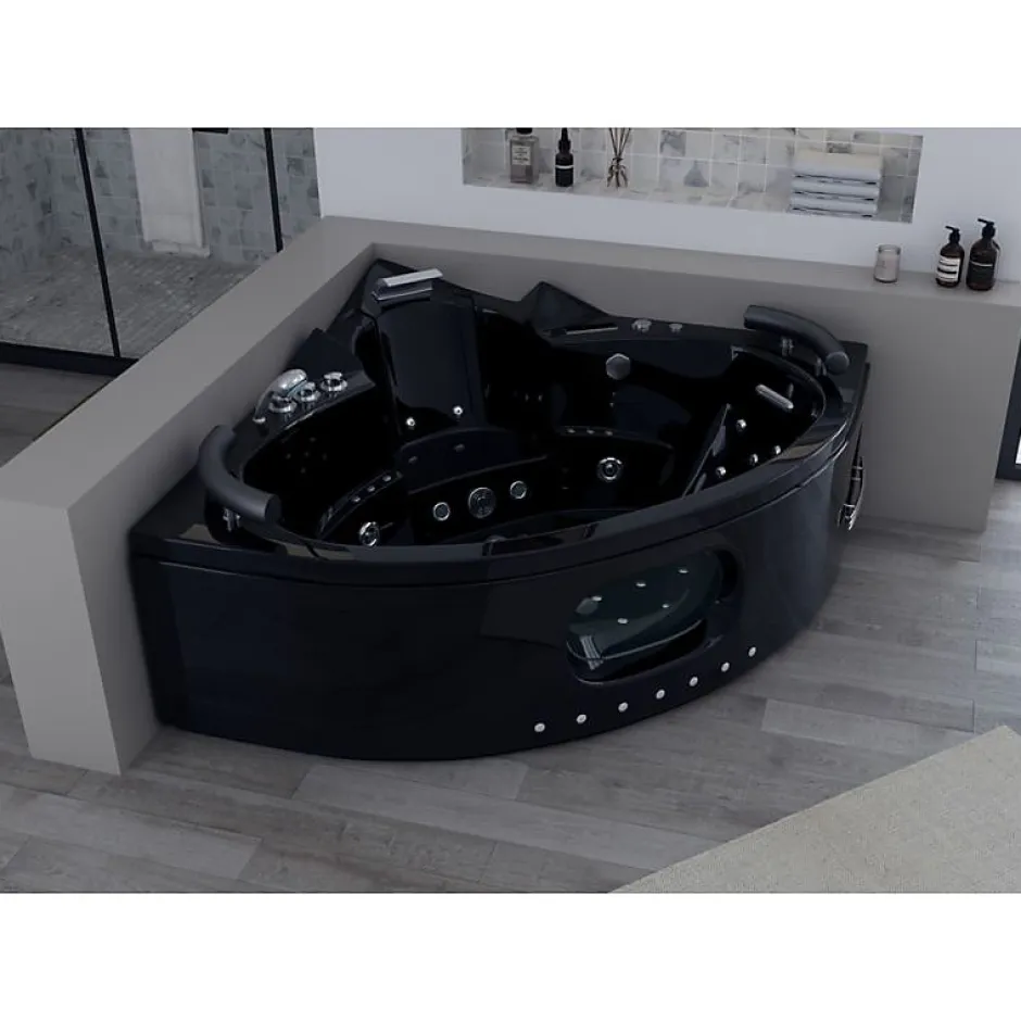 Distribain Baignoire balnéo Noire Corleone 48 jets Whirlpool* Baignoire Balnéo