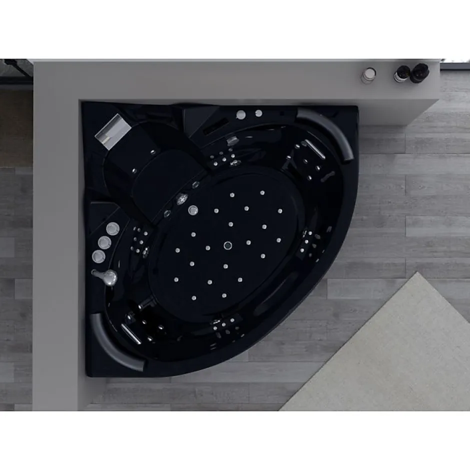 Distribain Baignoire balnéo Noire Corleone 48 jets Whirlpool* Baignoire Balnéo