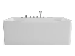 Vente-unique Baignoire balnéo semi-ilot blanche - 1 place - 470 L - 170 x 75 cm - KIRANA* Baignoire Balnéo