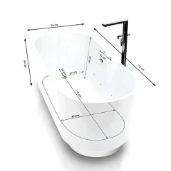 Spalina Baignoire Balnéo Ukio white Bulle 175x75x65cm, by* Baignoire Balnéo