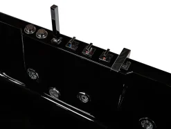 Vente-unique Baignoire balnéo vitrée ARIA noire - 1 place - 263L - 170x80x57cm - angle gauche