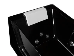 Vente-unique Baignoire balnéo vitrée ARIA noire - 1 place - 263L - 170x80x57cm - angle gauche