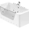 Vente-unique Baignoire balnéo vitrée semi-îlot à leds DYONA - 1 place - 260L - 170x85x58cm - Blanche