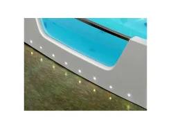 Vente-unique Baignoire balnéo vitrée semi-îlot à leds DYONA - 1 place - 260L - 170x85x58cm - Blanche