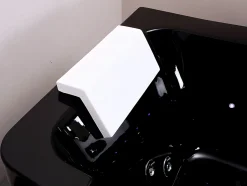 Vente-unique Baignoire balnéo vitrée semi-îlot à leds DYONA - 1 place - 260L - 170x85x58cm - Noir brillant