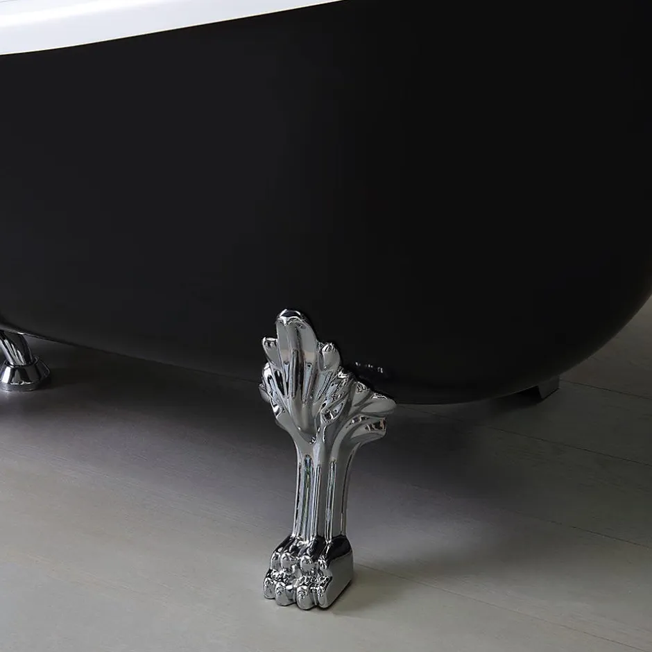 Kiamami Valentina Baignoire Classique Noire Et Blanche Avec Pieds Argentés Romantica