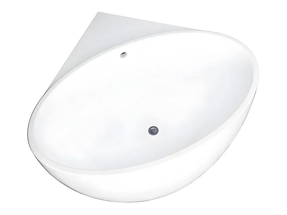 Vente-unique Baignoire d'angle - 197 L - 127 x 127 x 58 cm - Blanche - Acrylique - GOURAMI* Baignoire D'Angle