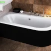 Besco Baignoire d'angle - avec tablier noir Mat et repose tête offert - AVITA - 170 x 75 cm - Gauche* Baignoire Asymétrique