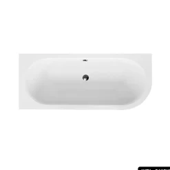 Otitec Baignoire d'angle - avec tablier noir Mat et repose tête offert - AVITA - 180 x 80 cm - Gauche* Baignoire Asymétrique