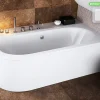 Besco Baignoire d'angle - avec tablier blanc et repose tête offert - AVITA - 160 x 75 cm - Droite* Baignoire Asymétrique