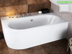 Besco Baignoire d'angle - avec tablier blanc et repose tête offert - AVITA - 150 x 75 cm - Droite* Baignoire Asymétrique