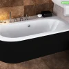 Besco Baignoire d'angle - avec tablier noir Mat et repose tête offert - AVITA - 160 x 75 cm - Droite