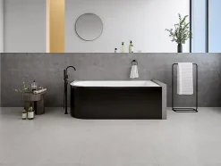Vente-unique Baignoire d'angle - 240L - 170 x 75 x 58 cm - Noir brillant - Angle droit - ANIKA* Baignoire D'Angle