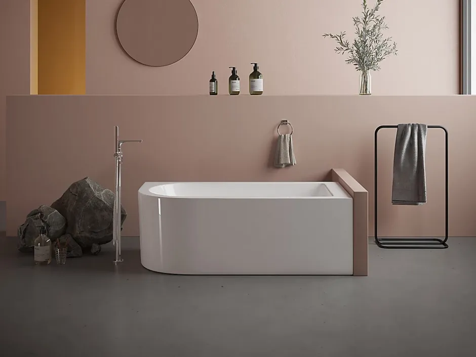 Vente-unique Baignoire d'angle - 201L - 150 x 75 x 58 cm - Blanche - Angle droit - ANIKA* Baignoire D'Angle