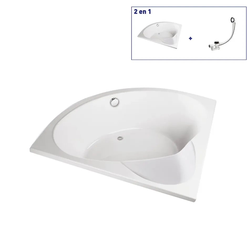 Valentin Baignoire d'angle 140 x 140 cm Aiguebelle sans tablier* Baignoire D'Angle
