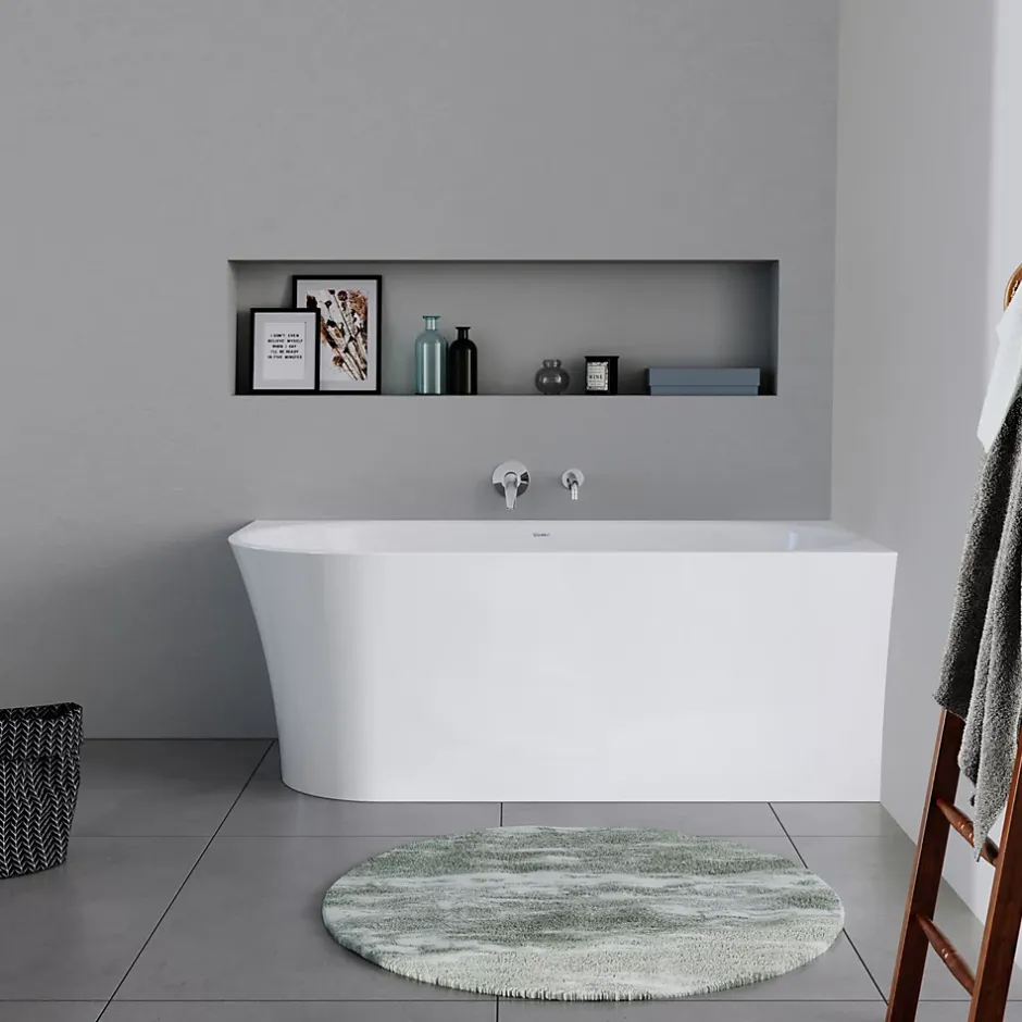 Duravit Baignoire d'angle acrylique salle de bain, vidage de trop plein, 2 places, Coin droite, 150x75x45cm, Blanc, DURADELFI* Baignoire D'Angle